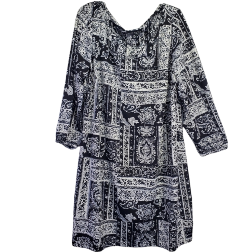 Black and White Patterned Midi Dress